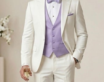 Traje de hombre de 3 piezas de diseñador / Traje de fiesta de 3 piezas de corte ajustado / Trajes a medida