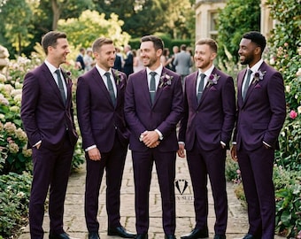 Men's Plum Purple 2-Piece Suit – Slim Fit Wedding & Groomsmen Formal Wear