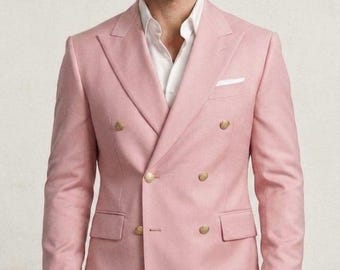 Men Suit Light Pink 2 Piece Formal Fashion | Wedding Groom Office Wear Prom Suits