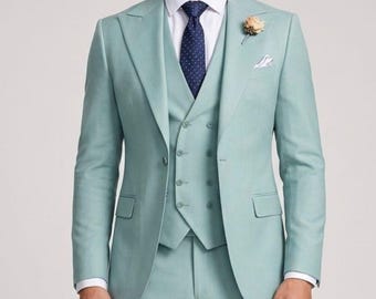 Men Suit Mint Green 3 Piece Slim Fit | Party Wear Wedding Groom Bespoke Dinner Suits