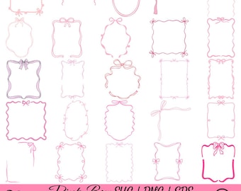Bow Frames bundel Svg, coquette bogen SVG, Bow Svg bundel, golvende randen Svg, bruiloft boog Frame, handgetekende frames, strik Svg