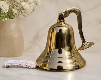 Custom Engraved Brass Bell – Nautical Ship & School Wall Hanging Decor