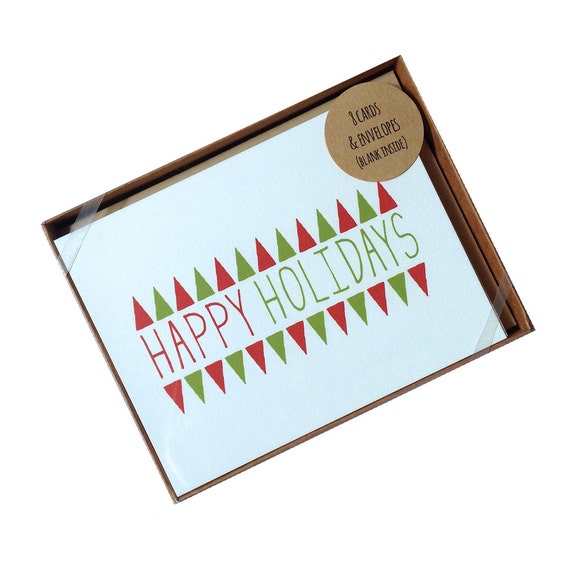 Items similar to Happy Holidays card set, 8 piece stationery set ...
