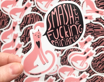 Smash the Patriarchy cat sticker