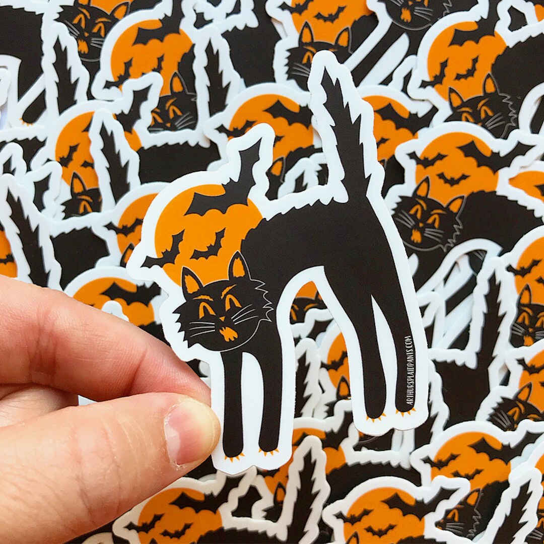 Spooky Halloween Cat Sticker - Etsy