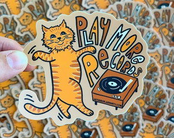 Play More Records Cat sticker