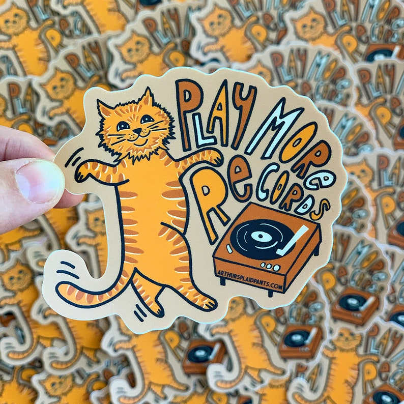Play More Records Cat sticker image 1