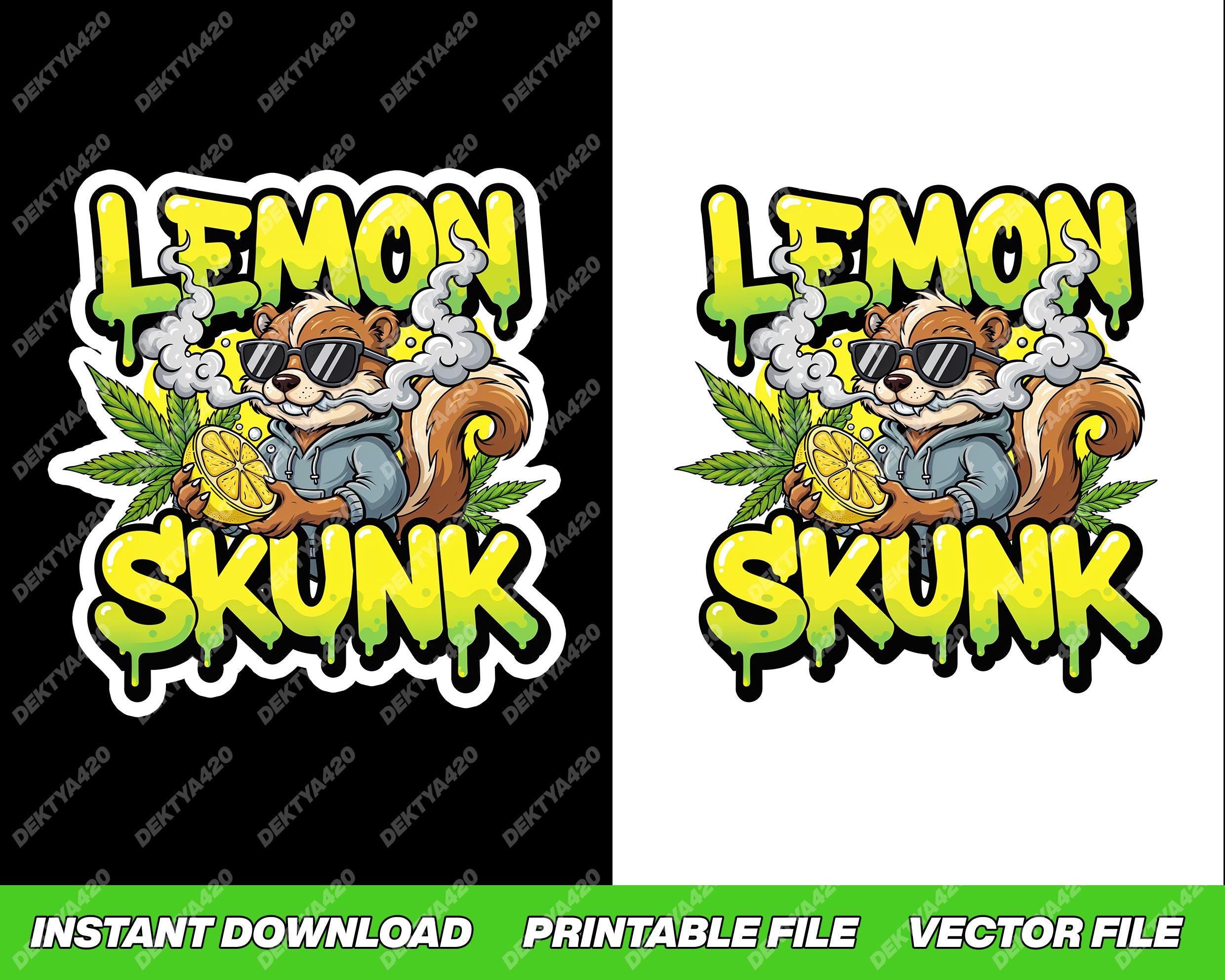 Lemon Skunk Cannabis Strain Art, Digital Weed Label, 420 Digital