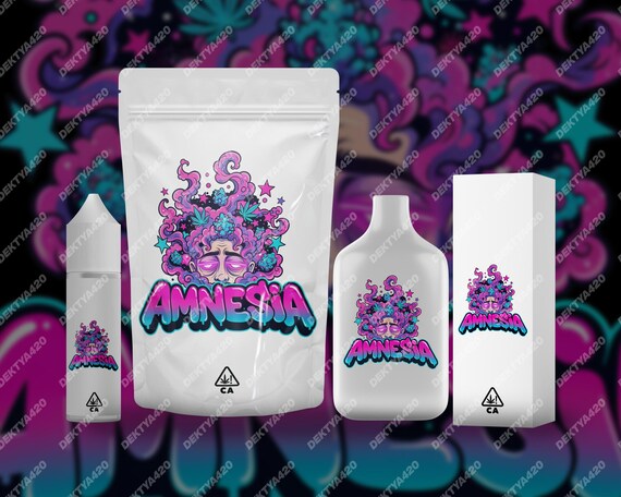 Amnesia Cannabis Strain Art, Digital Weed Label, 420 Digital