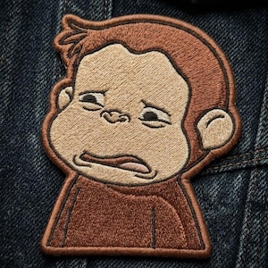 Crying Curious George Embroidered Patch, Meme Iron On Patch for Jackets, Backpacks, Hats, Cartoon Animal Badge Gift