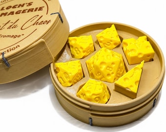 Cheese DnD-dobbelstenenset, gele hars polyedrische RPG-dobbelstenen, nieuwigheid eten dobbelstenen cadeau voor tafelgamer