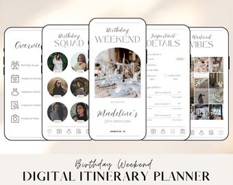 Birthday Weekend Itinerary Template, Girls Trip Planner fully editable on Canva (Digital)