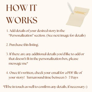 Custom Story Writing Commission 10000 Words | Comfort, Romance, Angst, Fluff, Any Genre | Personalized Story, Fiction Stories, 10,000 Words image 2