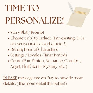 Custom Story Writing Commission 10000 Words | Comfort, Romance, Angst, Fluff, Any Genre | Personalized Story, Fiction Stories, 10,000 Words image 3