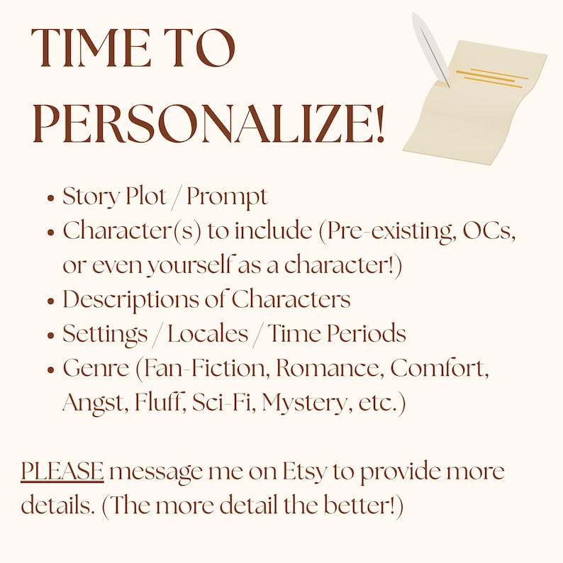 Custom Story Writing Commission 10000 Words | Comfort, Romance, Angst, Fluff, Any Genre | Personalized Story, Fiction Stories, 10,000 Words image 3