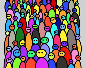 人間社会 - 人類の多様性、多彩な群衆、多様なコミュニティ、統一の色、集合写真