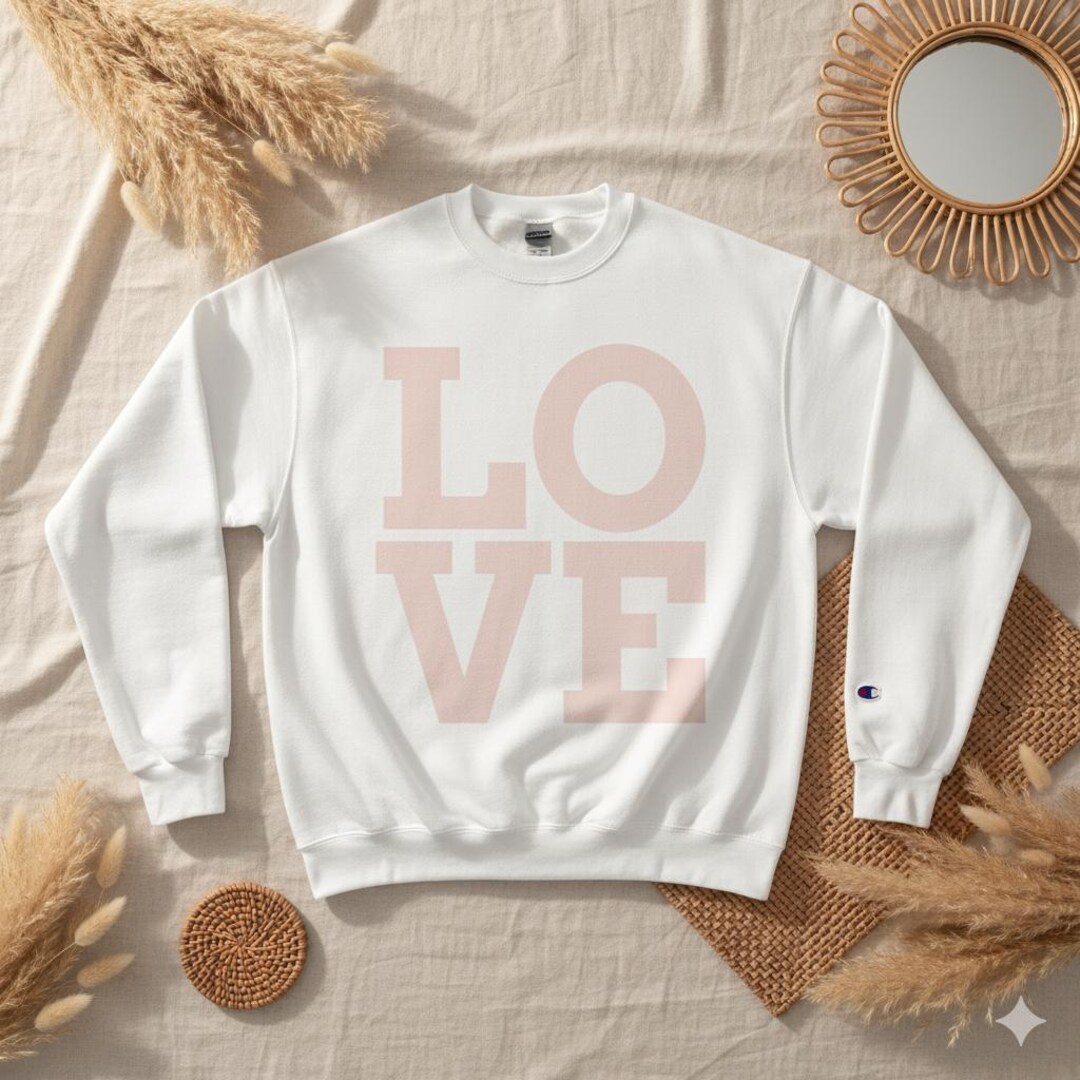 LOVE Letters Champion Sweatshirt | Pastel Pink Typographic Design - Etsy