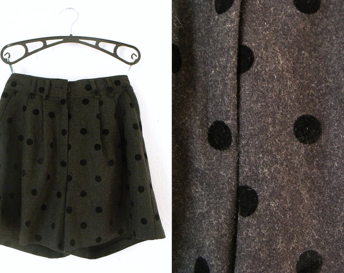 Vintage Shorts 1980's Wool Shorts With Polka Dots Size Etsy