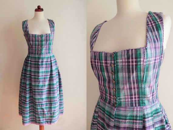 Vintage Plaid Dirndl Dress by Rose Dirndl - Peasan