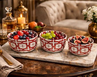 Handmade Moroccan Ceramic Bowl Set – Boho Decorative Dishes