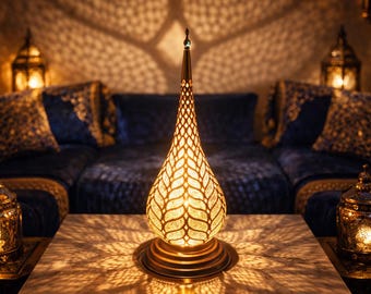 Handmade Moroccan Brass Table Lamp – Oriental Lantern, Boho Ambient Lighting
