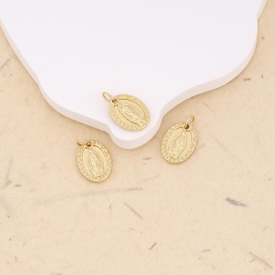18K Gold Filled Oval Virgin Mary Pendant,religion Charm for DIY Jewelry ...