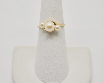 14K guldpärlaring, eleganta brudsmycken