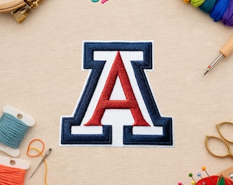 Parche bordado con la letra A de la universidad para planchar o coser, parche con mascota del alfabeto estilo universitario para chaqueta, sombrero o mochila.