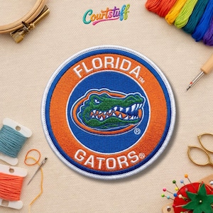 Florida Gators Style Embroidered Iron-On Sew-On Patch – Vintage Gators Logo College Style Patch for Jacket Hat Backpack