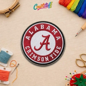 Alabama State Embroidered Patch, Crimson and White Letter A Iron On, Roll Tide Spirit Fan Gift, College Town Varsity Sports Applique