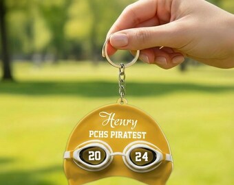 Llavero de natación personalizado, llavero acrílico con nombre personalizado para nadador, regalo para equipo de natación y entrenador.