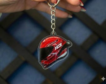 Mini llavero con casco de Charles Leclerc hecho a mano: regalo personalizado para un fan de la F1 o un motociclista.