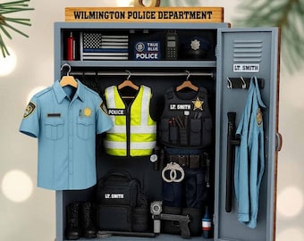 Adorno de policía personalizado, adorno navideño de oficial de policía con nombre personalizado, adorno de uniforme de policía, adorno navideño, regalo de policía