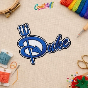 North Carolina Duke Style Embroidered Iron-On Sew-On Patch – Vintage Devil Trident Duke College Style Patch for Jacket Hat Backpack