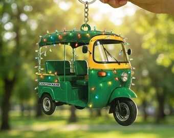 Llavero personalizado de tuk tuk, llavero acrílico de auto rickshaw con nombre personalizado, regalo de viaje para conductores.
