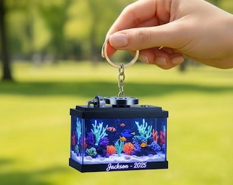 Adorno personalizado para pecera; Decoración de vida marina para acuario con nombre y año personalizados