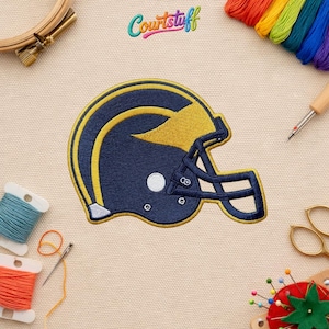 Michigan Wolverines Style Embroidered Iron-On Sew-On Patch – Vintage Football Helmet College Style Patch for Jacket Hat Backpack