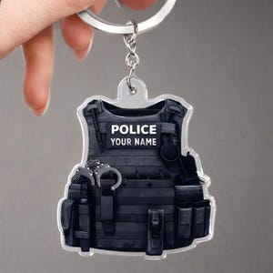 Personalized Police Bulletproof Vest Keychain Gift For Police, Police Uniform Ornament Keychain