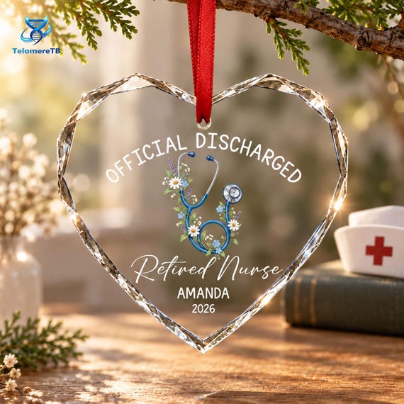 Retired Nurse gift, RN Retirement Glass Ornament, Gift for Retiring Nurse, Christmas Nurse Gifts for Retired Nurse, RN Christmas Ornament