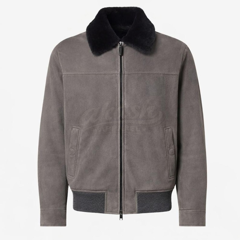 gray suede fur jacket