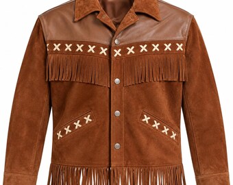 Men's Handmade Suede Fringe Western Jacket | Cowboy Coat