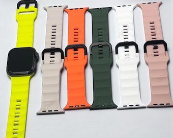 Bracelet Apple Watch en silicone avec étui de protection en TPU : Ultra/Séries 4-10/SE