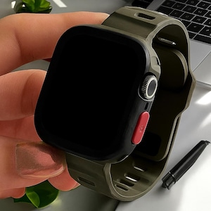 Silicone Apple Watch Band with Case: Shockproof Protective Cover