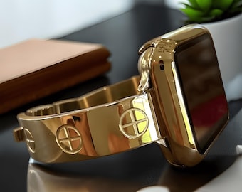 Luxury Stainless Steel Apple Watch Band: Polished Metal Bracelet