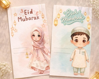Eid Mubarak Money Holder Cards, Kids Eidi Envelope (Digital Download)