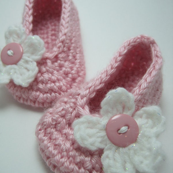 Crochet baby shoes  Flats Ballerina Slippers Booties  0-3 month READY to SHIP