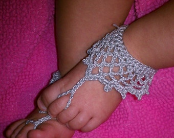 Baby barefoot sandals hamdmade crochet one size 0-12 months