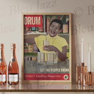 Affiche Couverture Magazine Drum “Let the People Drink” – Miriam Makeba | Poster Vintage Jazz Revisitée | 30x40 cm (12x16 in)