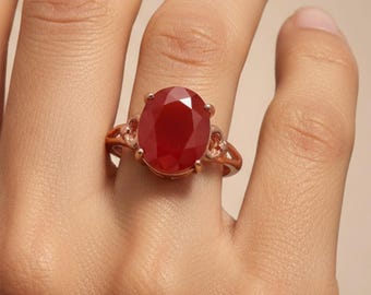 Bague rubis naturel, bague en argent sterling 925, bague de forme ovale, bijoux tendance, bague réglable, bijoux en argent avec pierres précieuses, bague faite main