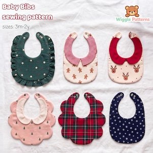 Baby Bib Sewing Pattern PDF | Mix & Match Bib Pattern | 6 Bib Styles | 3m–2y | Layered PDF | A4 A0 Letter Projector